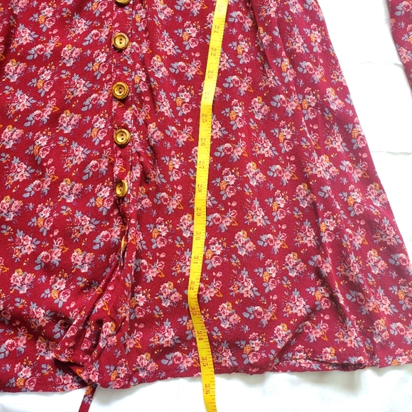 AMERICAN RAG CIE Juniors Floral Printed Bell Sleeve Mini Dress - Size Large - Picture 11 of 16